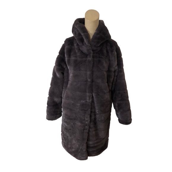 Apparis Faux Fur CELINA COAT Taupe Purple Size M - Picture 1 of 7